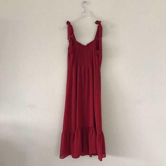 O.P.T. Toile de Jouy Red Tie Strap Midi Dress - Picture 10 of 15